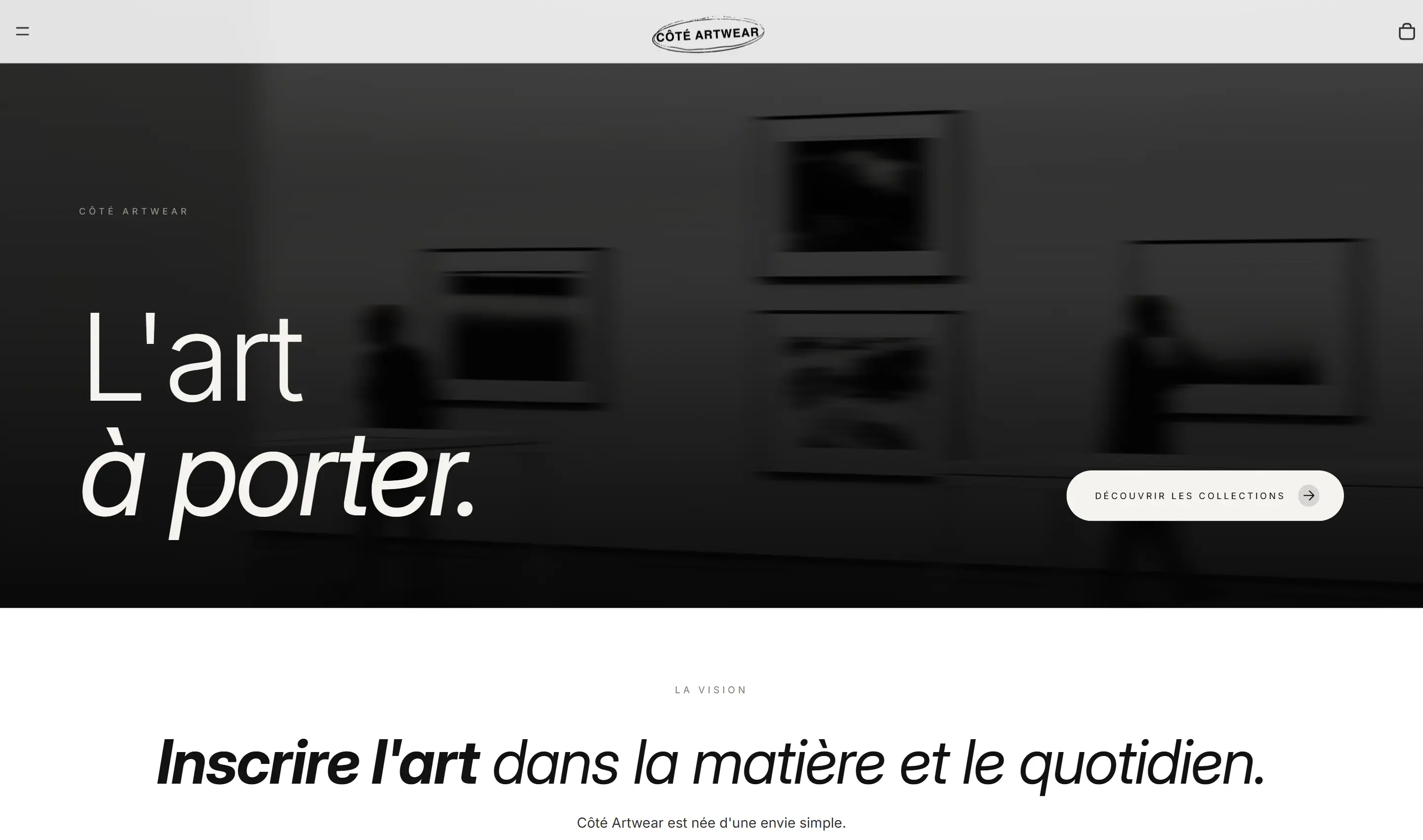 Aperçu du site e-commerce Côté Artwear, marque de vêtements