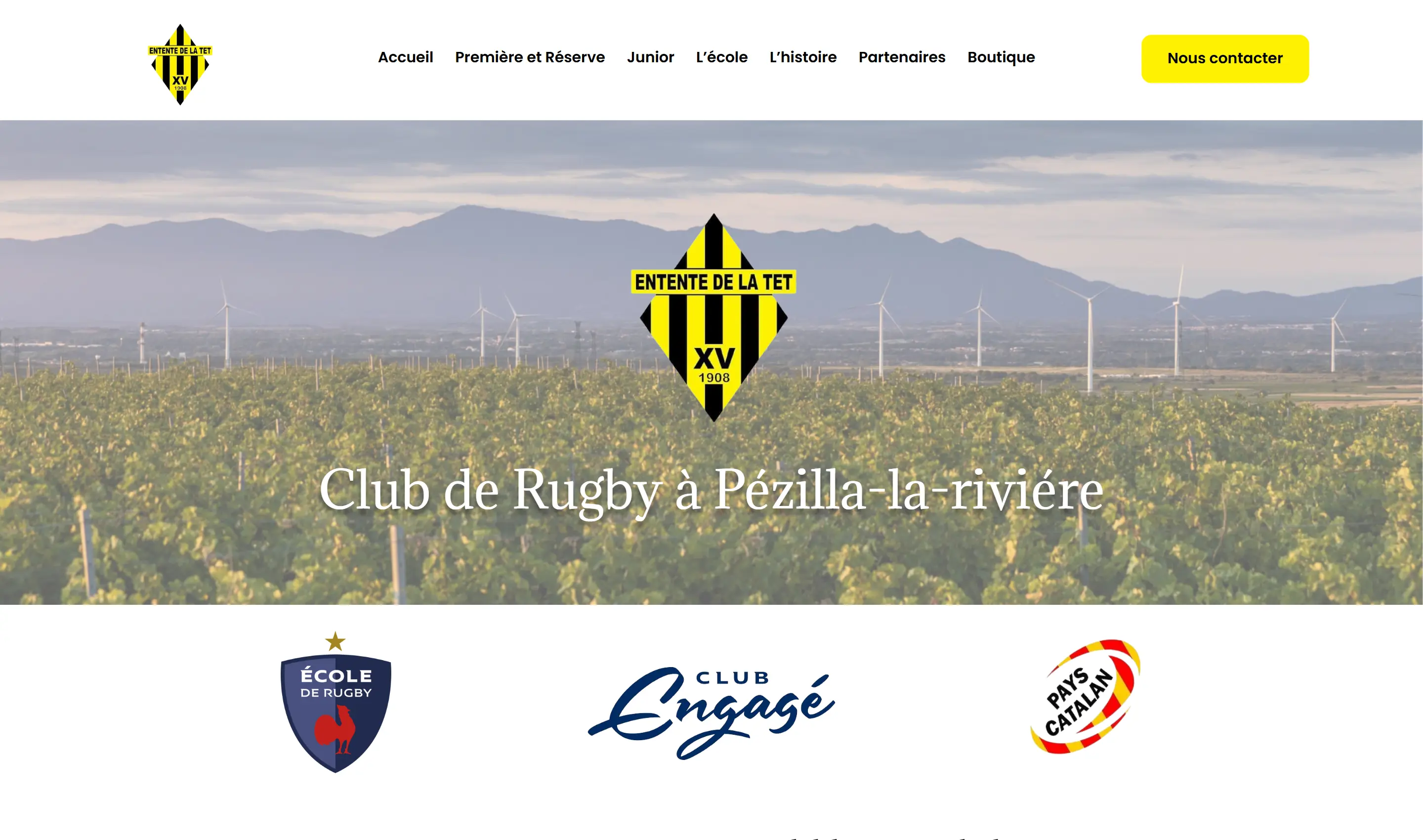 Aperçu du site vitrine du club de rugby Entente de la Têt